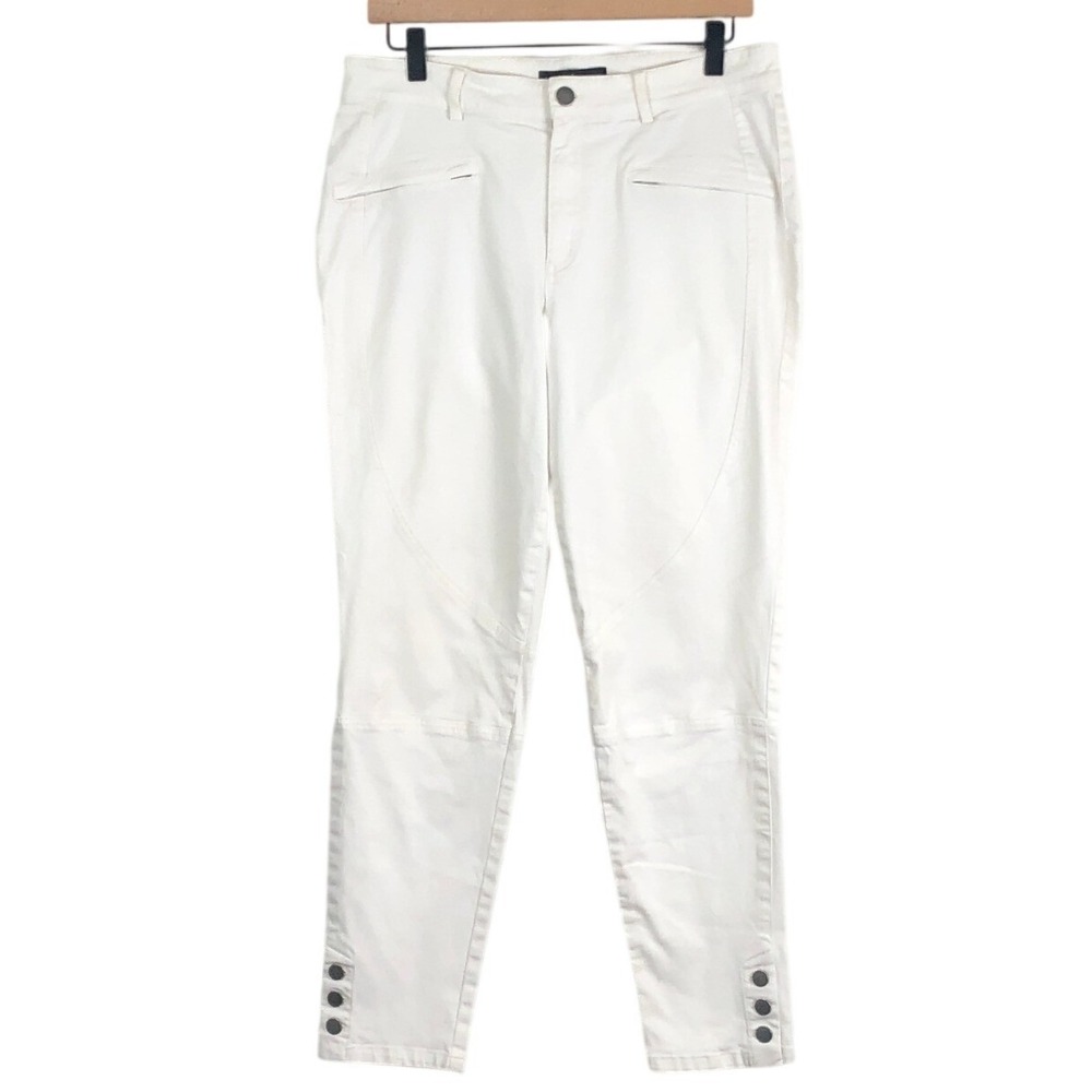 PERUVIAN CONNECTION Cotton Moto Skinny Pants Sz 12 White US